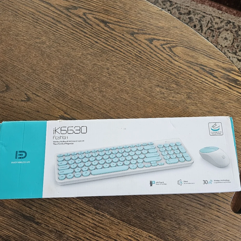 FD Wireless iK6630 Keyboard & Mouse Combo 2.4GHz Mint Green NEW in Box